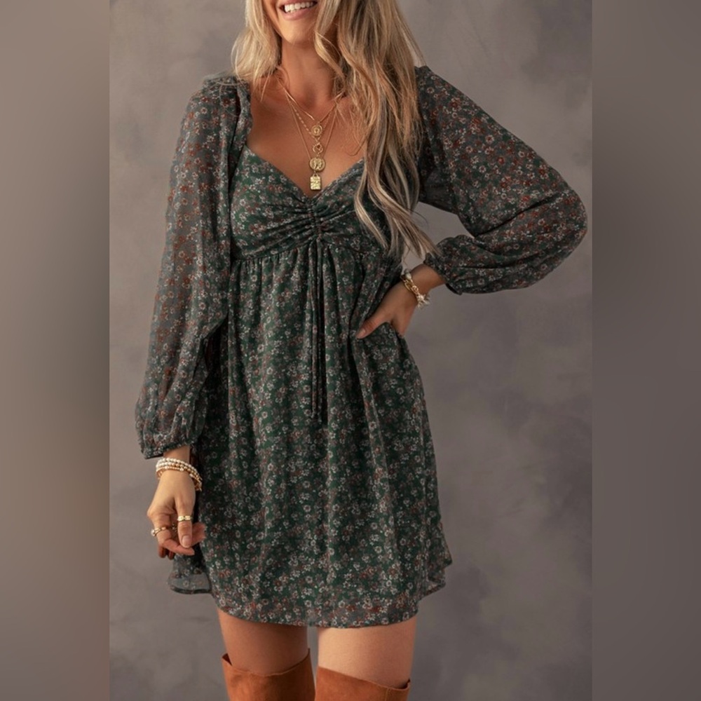 Brand New Olive Floral Dress